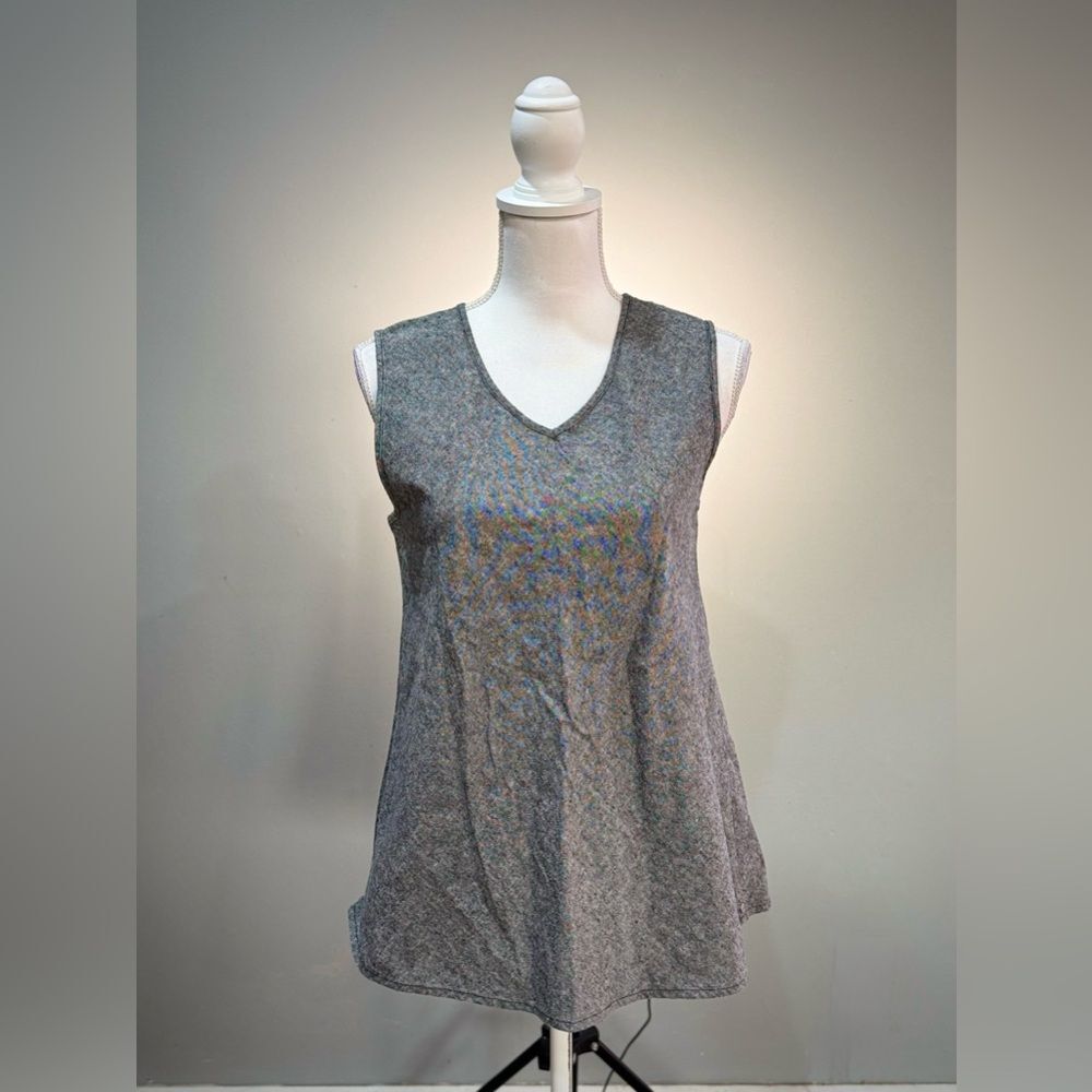SALE! Gray Neon Buddha Sleeveless Linen Blend Top Size S EUC